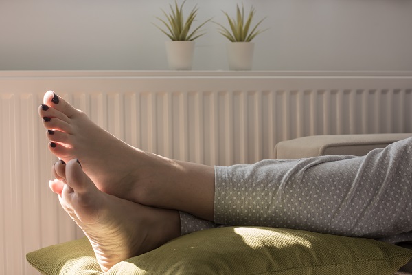 Woman putting her feet up