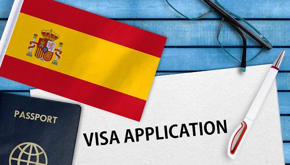Spanish flag and visa application