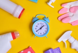 Clock and cleaning materials
