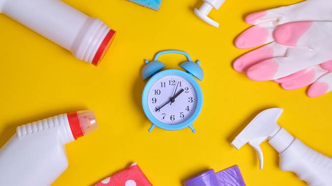 Clock and cleaning materials