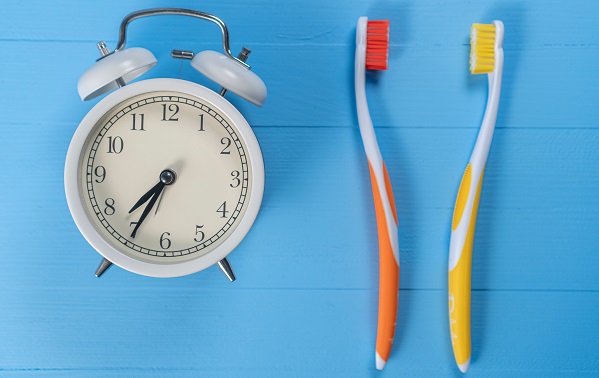Alarm clock and toothbrushes