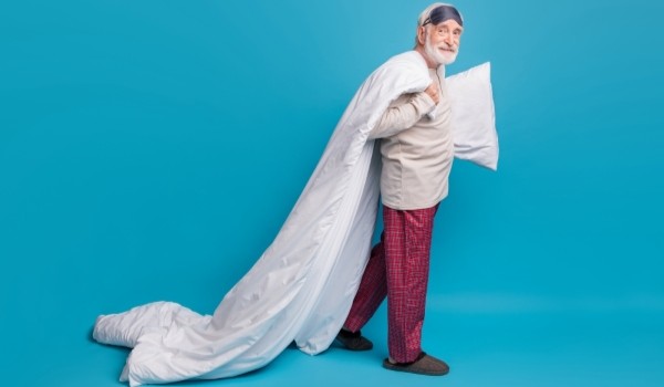 Man with duvet